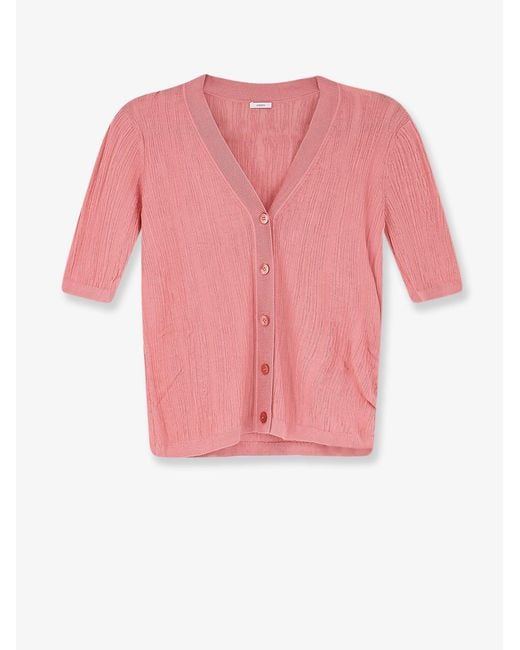 Joseph Pink Silk And Cotton Cardigan With Crinkled Effect