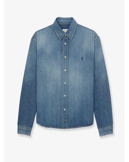 Saint Laurent Blue Cassandre Horizon Denim Shirt for men