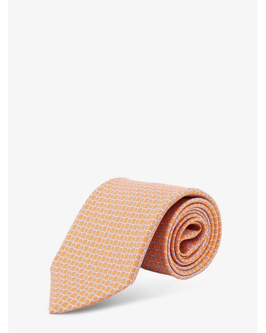 Ferragamo Pink Carato Silk Tie for men