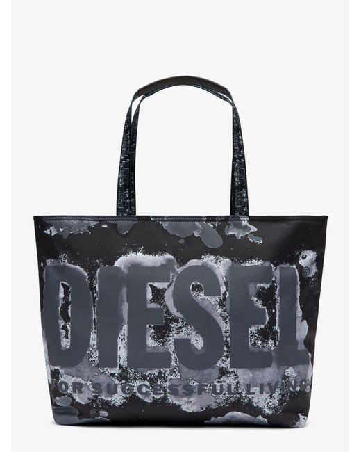 DIESEL Black Nylon Shoulder Bag With Frontal Logo Print for men