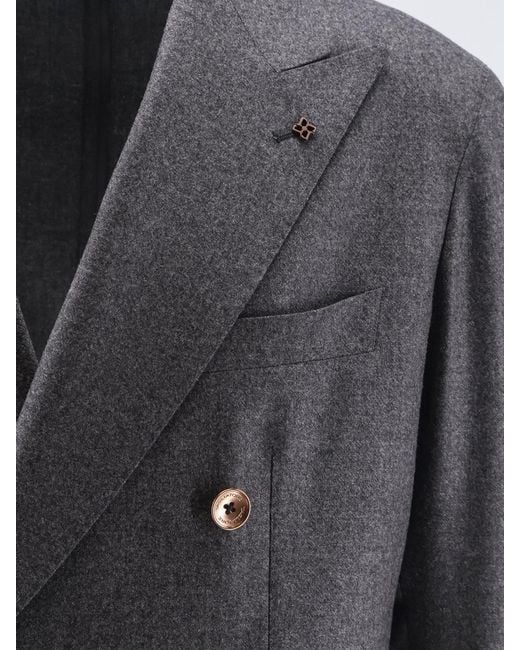 Tagliatore Gray Double-Breasted Stretch Virgin Wool Suit for men