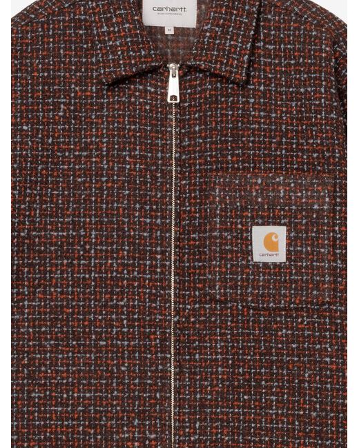 Carhartt Brown Bellamy Shirt Jac Jacket With Logo Patch On The Front for men