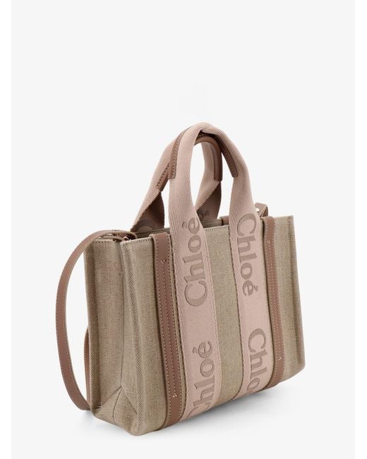 Chloé Brown Woody Linen Canvas And Leather Crossbody Bag