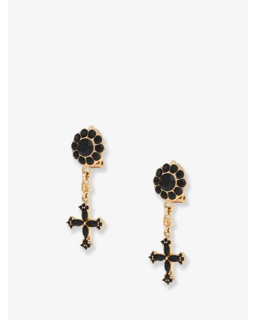 Dolce & Gabbana Natural Brass Earrings With Rhinestones