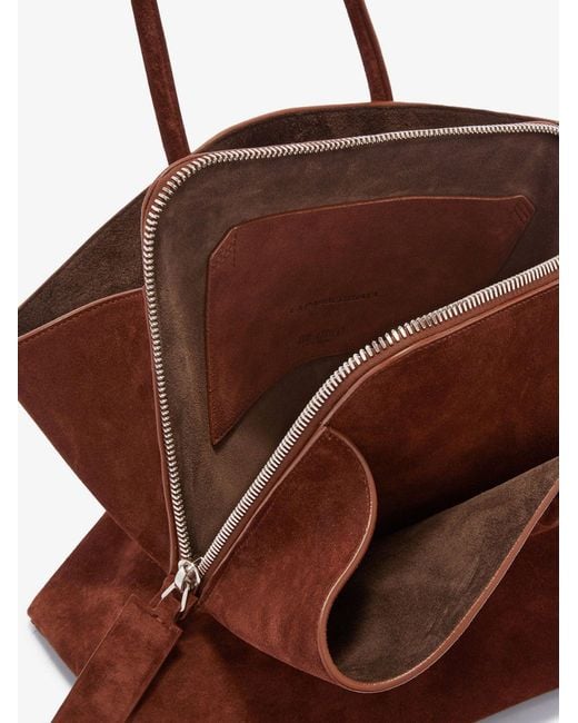 The Attico Brown La Passeggiata Medium Suede Shoulder Bag
