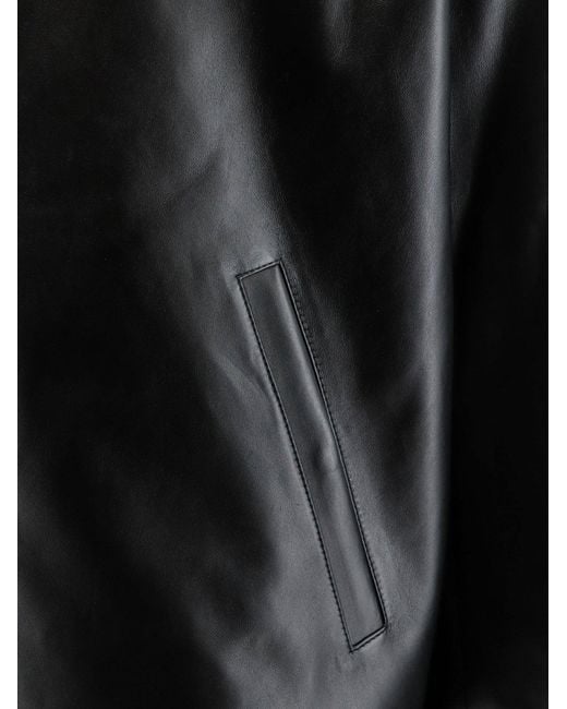 Loewe Black Leather Jacket With Back Logo Patch for men