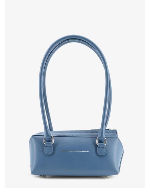 MM6 by Maison Margiela Blue Mini Bauletto Leather Shoulder Bag