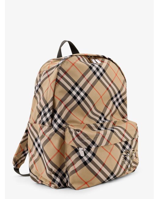 Burberry Natural Essential Backpack With Check Pattern for men