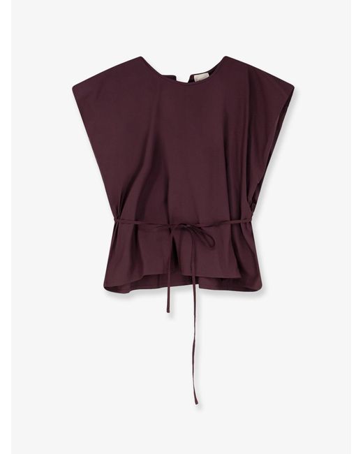 Alysi Purple Cotton Top With Belt