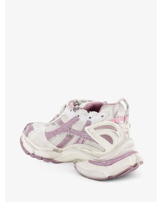 Balenciaga White Runner Mesh Sneakers With Glitter Inserts