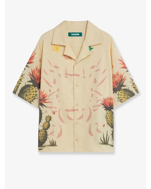 Barrow Natural Cotton Shirt With Cactus Print for men