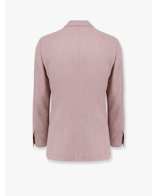 Lardini Pink Roma Double-Breasted Blazer With Removable Iconic Brooch for men
