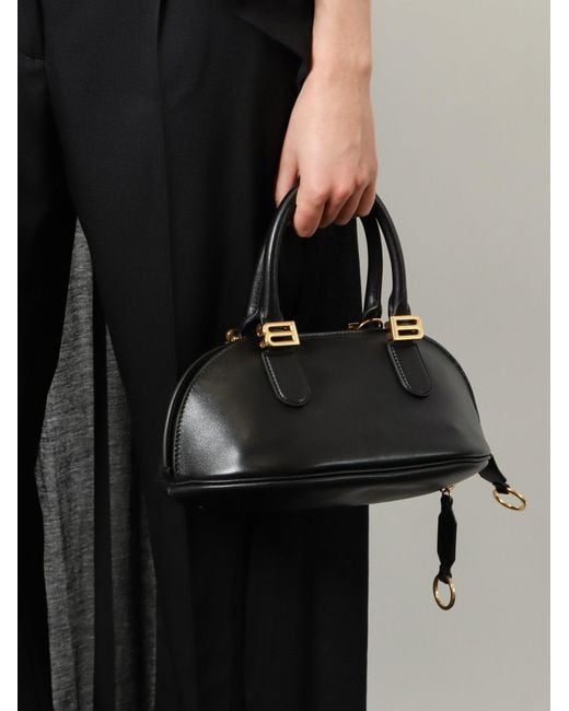 Balenciaga Black Bowling Bolero Leather Handbag