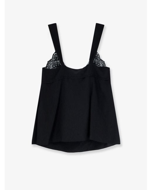Chloé Black Silk Top With Lace Profile