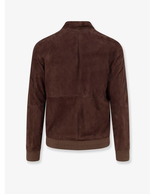 DFOUR® Brown Suede Jacket for men