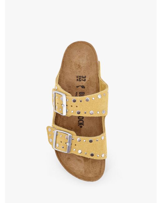 Birkenstock Yellow Arizona Rivet Border Leather Sandals With Applied Metal Rivets