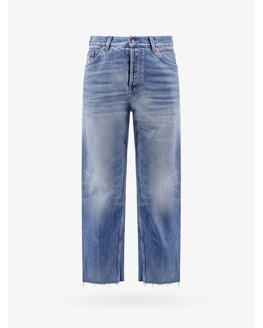 Gucci Blue Carrot Fit Cotton Jeans for men