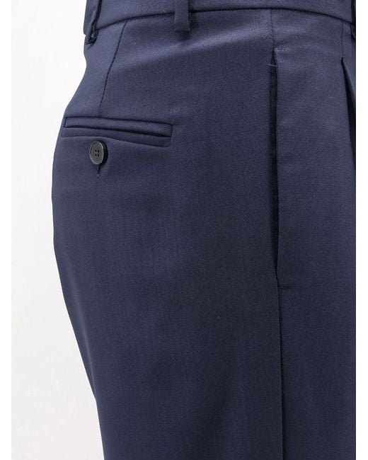 Amaranto Blue Virgin Wool Blend Trousers for men