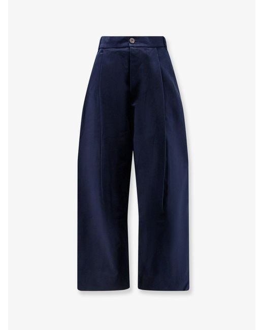 Studio Nicholson Blue High Waist Cotton Trousers for men