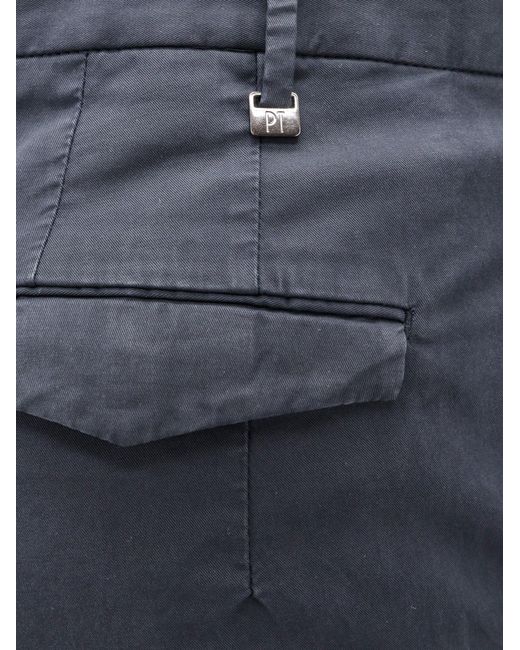 PT Torino Blue Style Stretch Cotton Master Fit Trousers for men