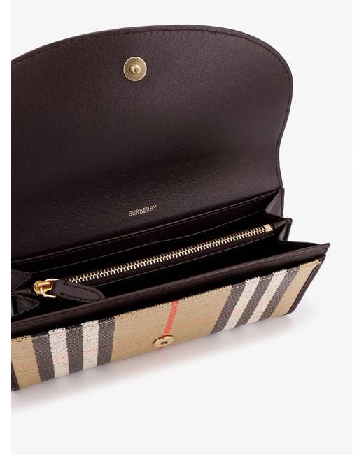Burberry White Coated Canvas Wallet With Check Motif
