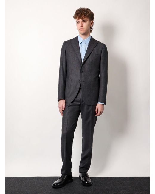 Tagliatore Blue Virgin Wool Dress With Prince Of Wales Motif for men