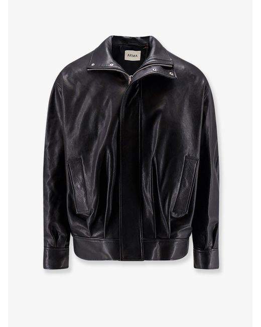 Arma Black Paulo Leather Jacket for men