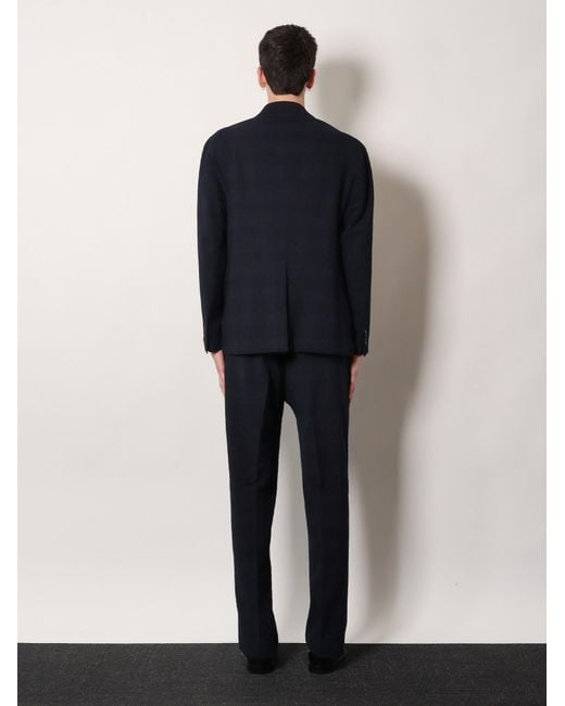 Tagliatore Blue Double-Breasted Stretch Virgin Wool Suit for men