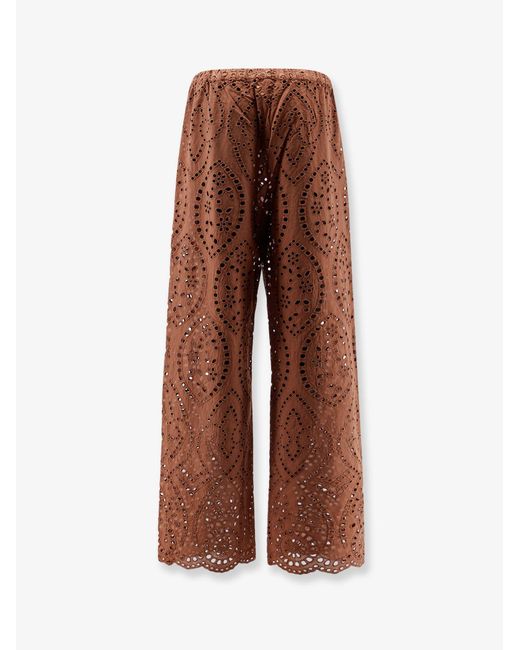 Mc2 Saint Barth Brown Inez Sangallo Lace Trousers