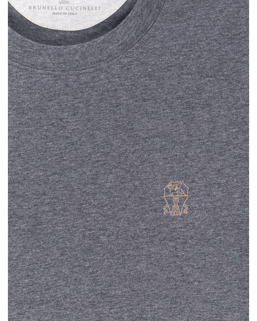 Brunello Cucinelli Blue Cotton T-Shirt for men