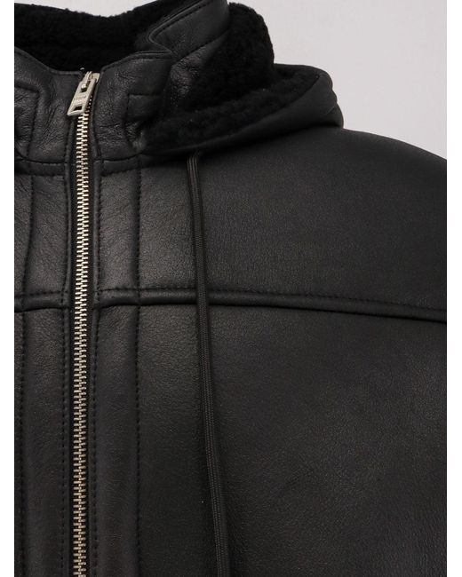 DFOUR® Black Long Leather Jacket for men