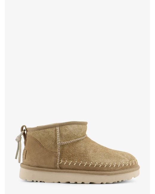 Ugg Natural W Classic Ultra Mini Biarritz Suede Ankle Boots