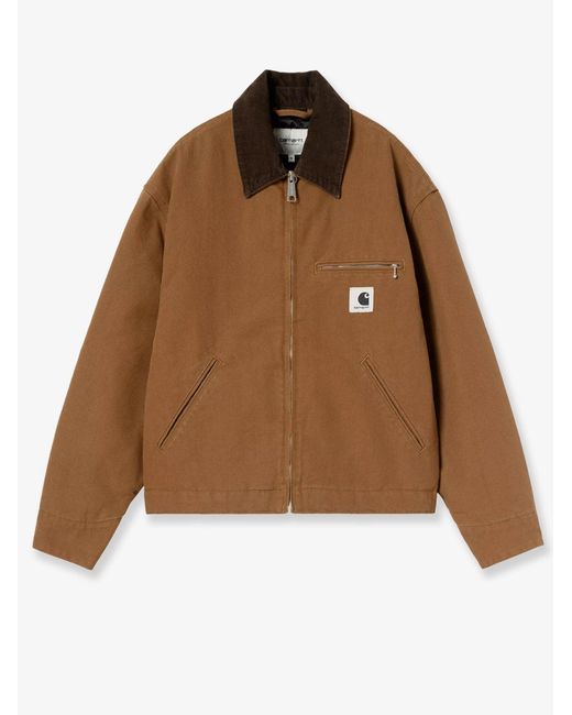 Carhartt Brown Detroit Canvas Jacket With Front Logo Patch