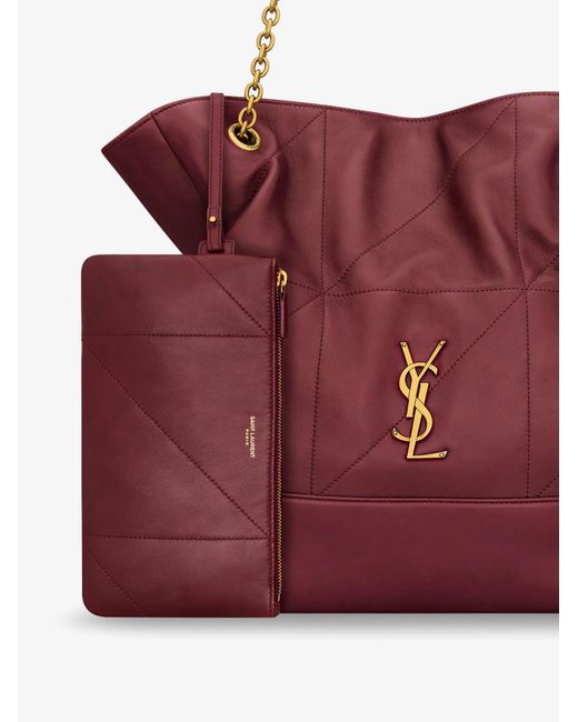 Saint Laurent Red Jamie Leather Shoulder Bag With Carré Rive Gauche Stitching