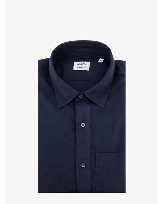Aspesi Blue Shirts Cotone for men
