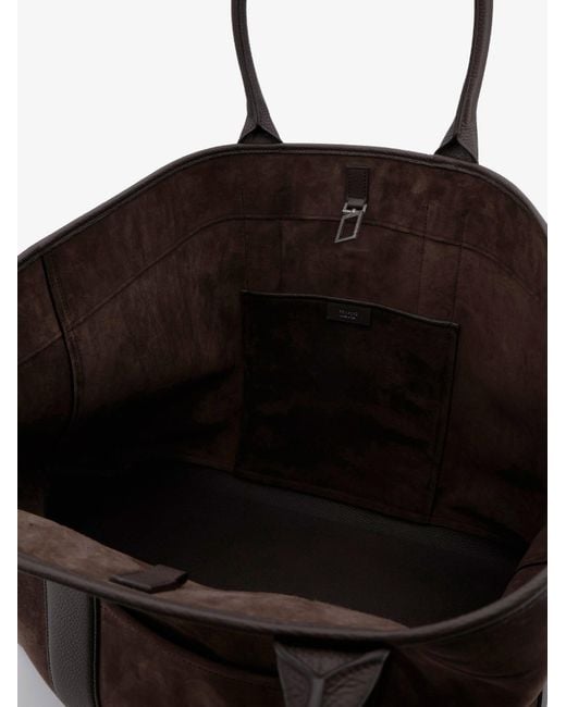 Tom Ford Brown Suede Shopping Bag With Logo Engraved On The Bottom for men