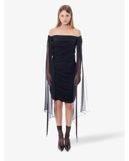 Givenchy Blue Stretch Viscose Dress With Drapery