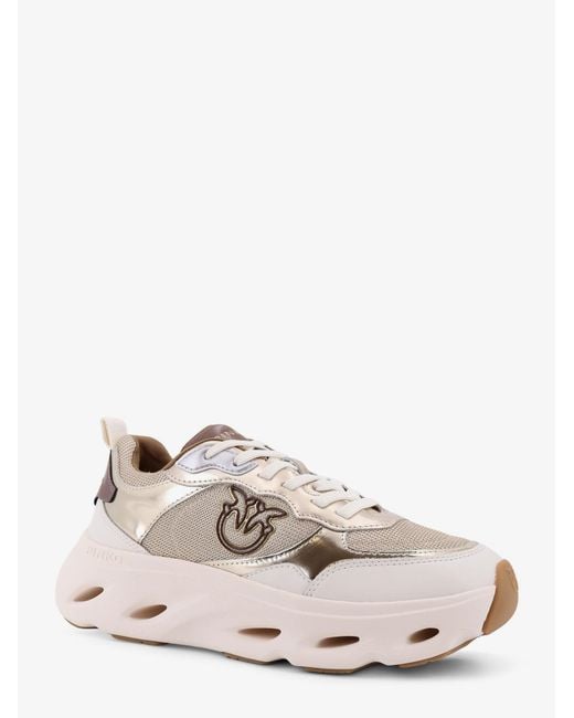 Pinko Multicolor Leather Sneakers With Nylon Inserts