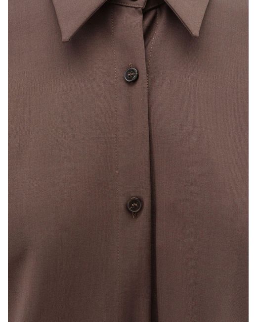 Alysi Brown Stretch Virgin Wool Shirt