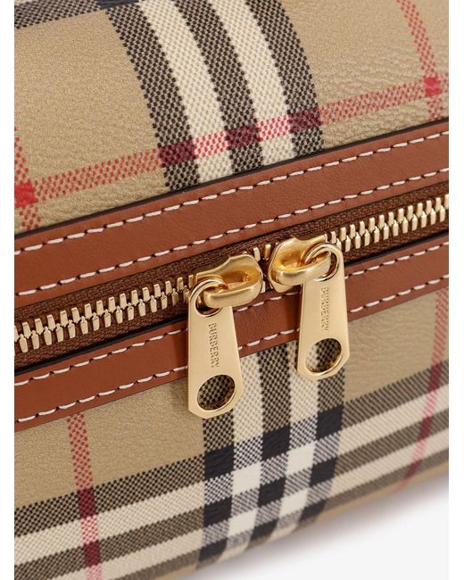Burberry Brown Coated Canvas Vanity Check Crossbody Bag With Check Motif