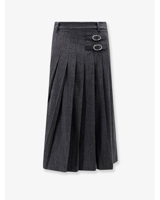 ACTUALEE Black Pleated Melange Midi Skirt