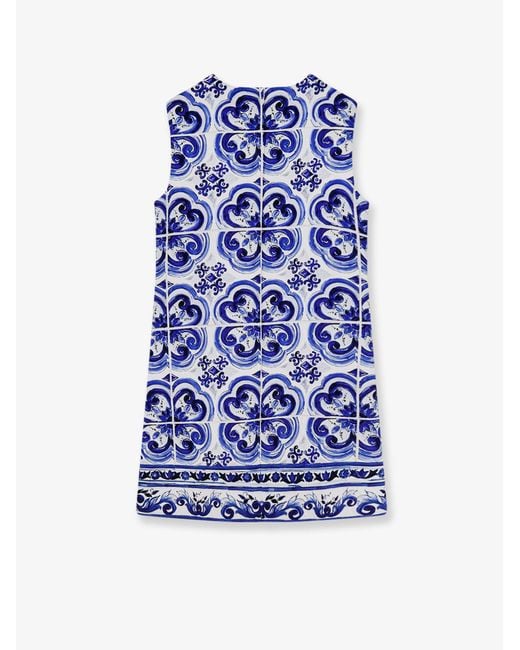Dolce & Gabbana Blue Dolce & Gabbana Cotton And Viscose Dress With Maiolica Print