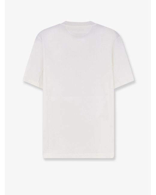 Brunello Cucinelli White Cotton T-Shirt With Print On The Front for men