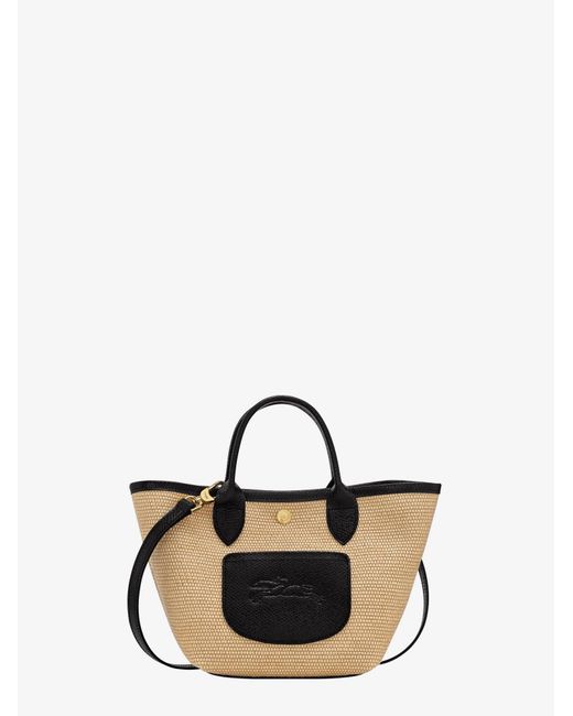 Longchamp Natural Le Panet Pliage Xs Raffia And Leather Crossbody Bag