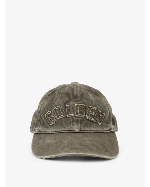 Golden Goose Deluxe Brand Green Decostructed Washed Cotton Baseball Cap for men