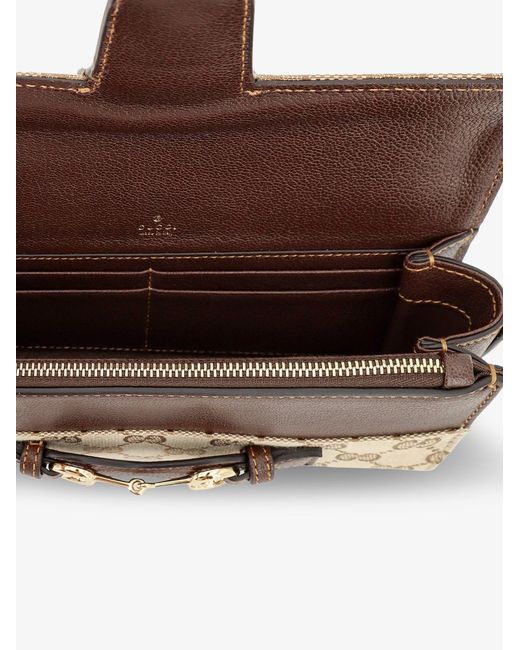 Gucci Brown Wallet With Chain And Horse Clip
