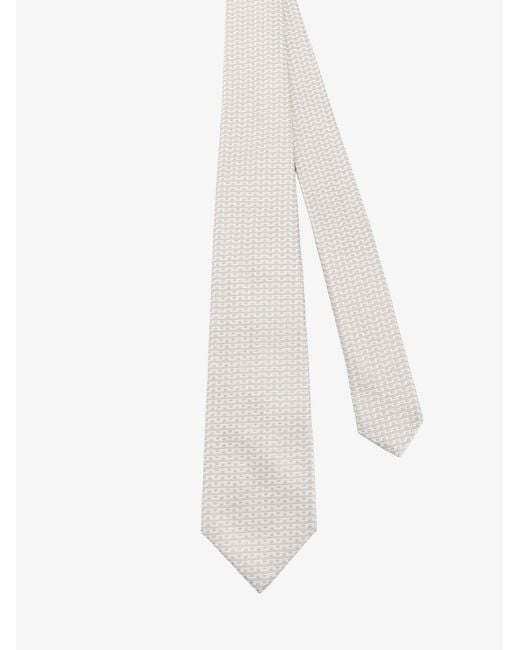 Kiton White Silk Tie for men