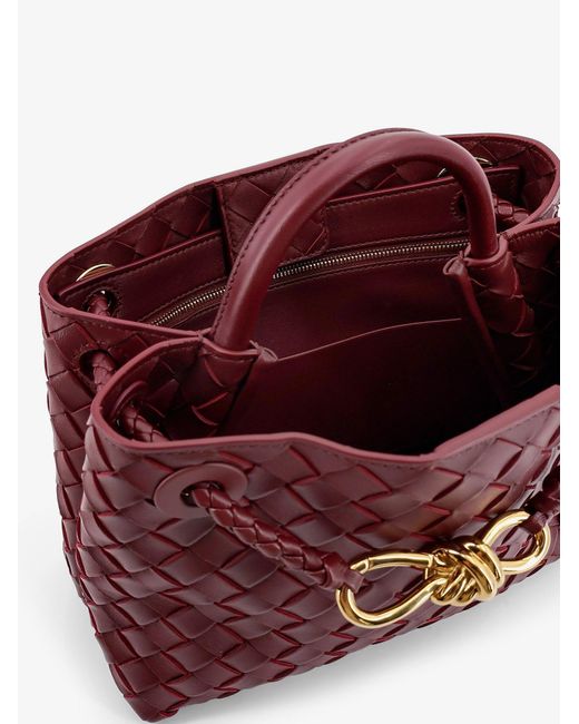 Bottega Veneta Purple Andiamo Small Leather Crossbody Bag With Intrecciato Motif