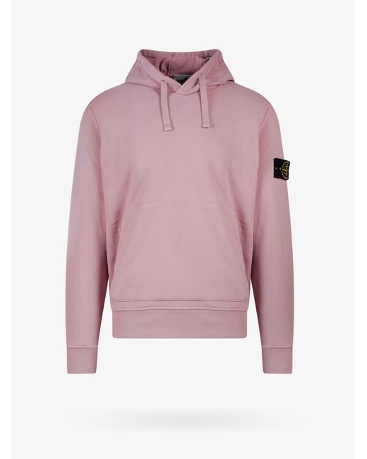 Stone Island Cotton Sweatshirt in Pink for Men | Lyst