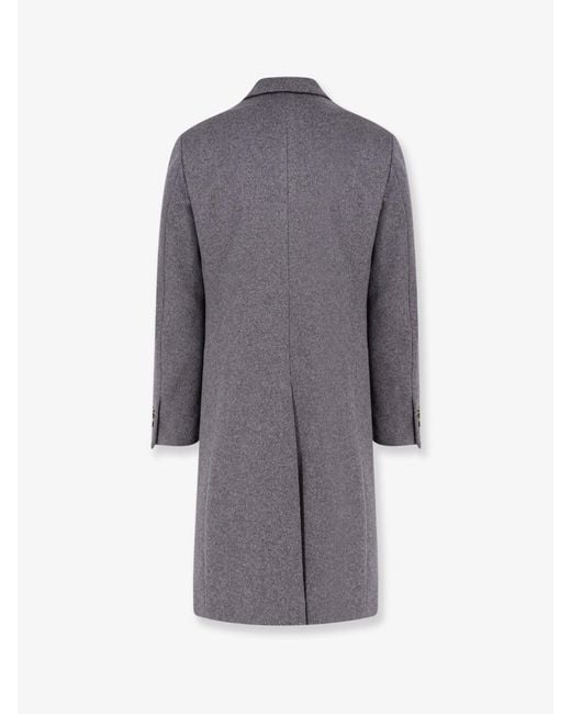 Lardini Gray Virgin Wool Peak Lapel Coat for men